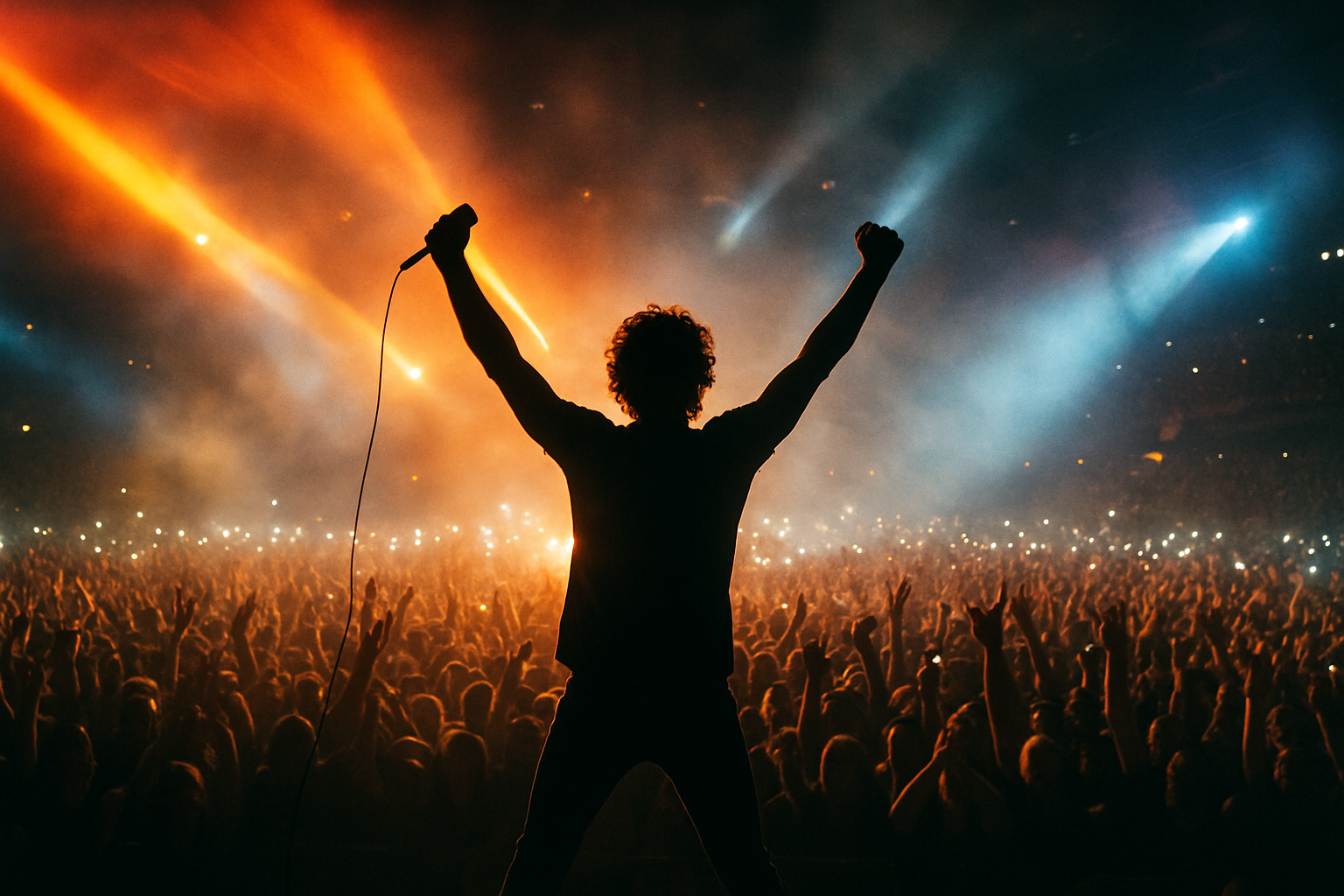 A music artist with a big crowd